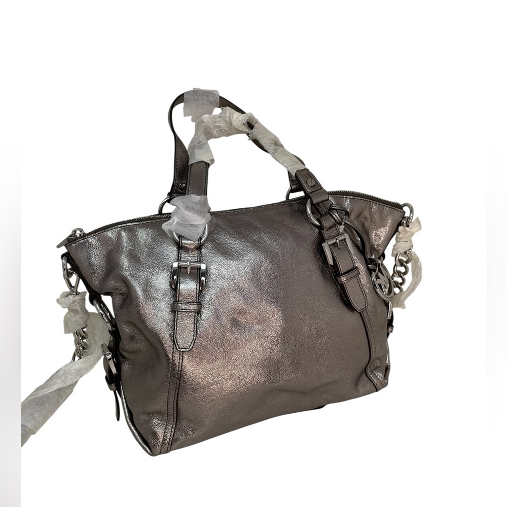 MICHAEL KORS Purse NWT Tristan Satchel Silver Nickel Shoulder Bag